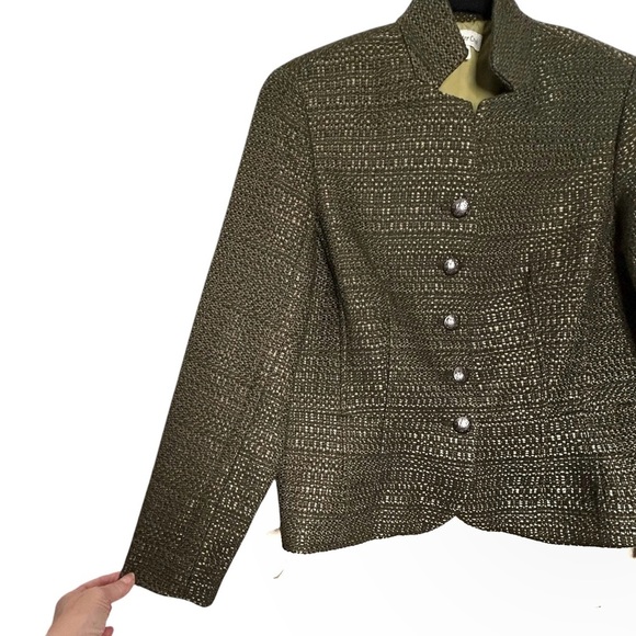 Coldwater Creek Green Tweed Lined 5-Button Long Sleeve Career Blazer Sz 4-6 - Picture 4 of 9